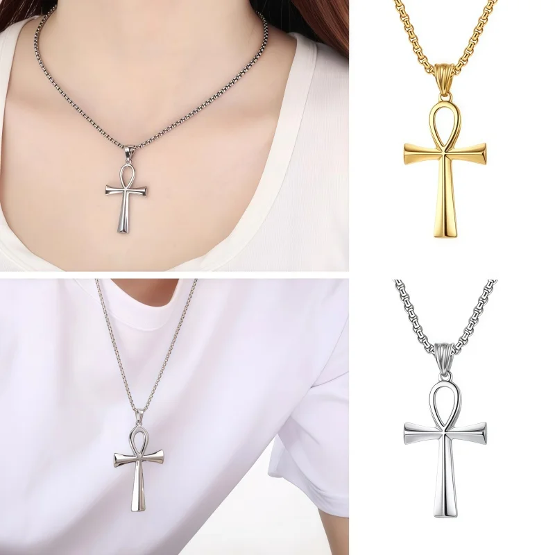 

1 шт. амулет кулон египетский Анк распятие ожерелья подвески из нержавеющей стали символ жизни крест ожерелья ювелирные изделия