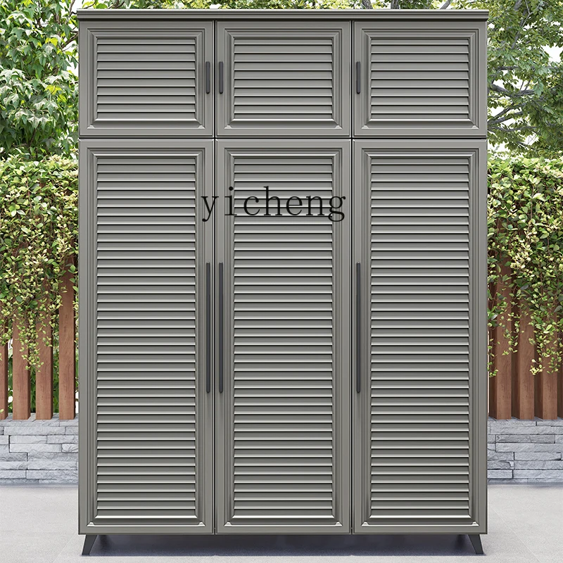 CF خزانة خارجية للحماية من المطر والشمس، سعة كبيرة، خزانة ذات سعة كبيرة، خزانة تخزين أدوات من سبائك الألومنيوم