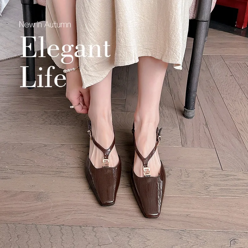 

Fashion Designer Women Shoes New Exquisite Square Head High Heeled Sandals for Woman Elegant French Casual Shoes Sandalias Mujer