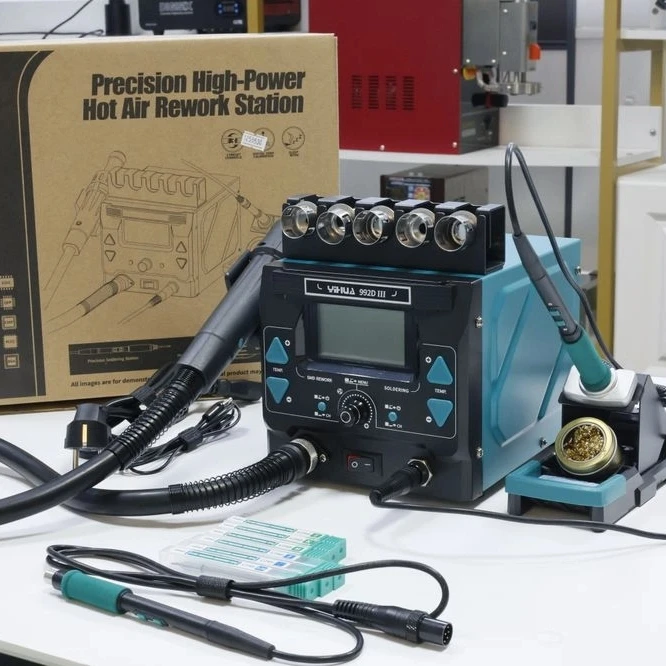 

2-in-1 992D-III 1220W Hot Air Rework Station Microcomputer Digital Display C210 C245 Soldering Iron Station Welding Repair Tool