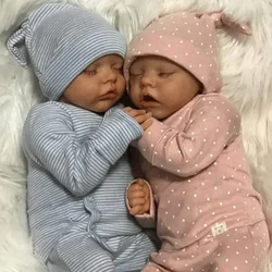 45cm Silicone Handmade  Doll Lifelike Twins Babies Toys with Cotton Body Toddler Boy Girl Dolls