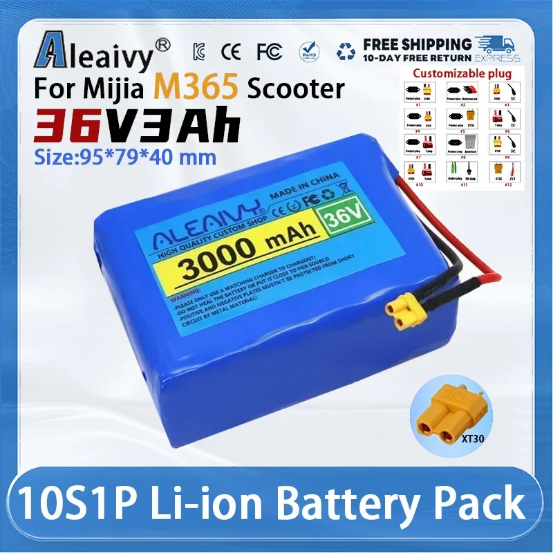 

‌36V 3000mAh 10S1P Lithium Battery Pack for M365 Meter Home Pro Scooter - XT30 Plug Extended Charge & Discharge Design‌