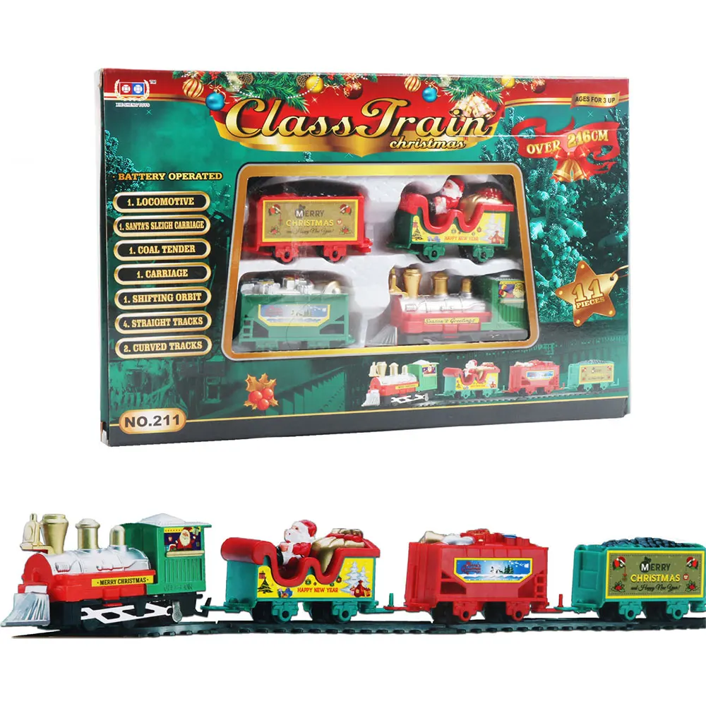 ZK30 Creative Christmas train Railway train toy electric Children Toy Santa Claus Railcar Light Music Railway Xmas Decor Gift