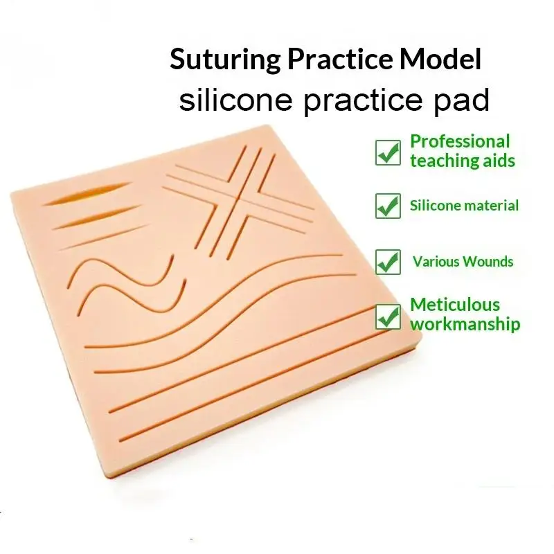 ●Reusable Surgical Suture Kit Pad Silicone Skin Wounds Suture Practice Traumatic Simulation Wounds Training Teaching Model