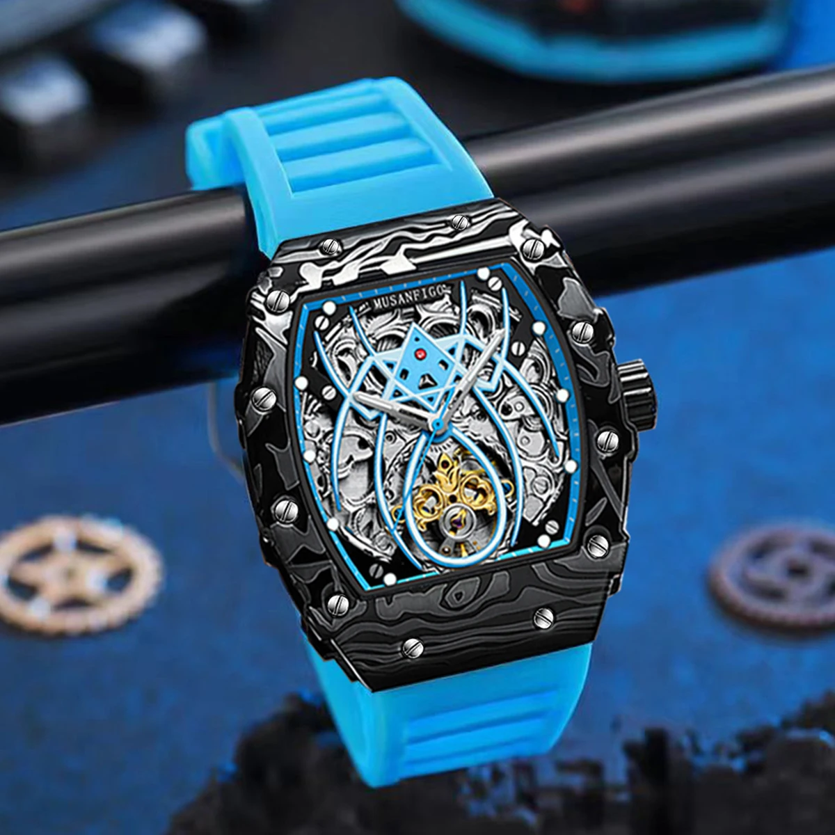 MUSANFIGO Men's Fully Automatic Mechanical Watch Fashion Men's Night Glow Waterproof Original Genuine Trendy Watch