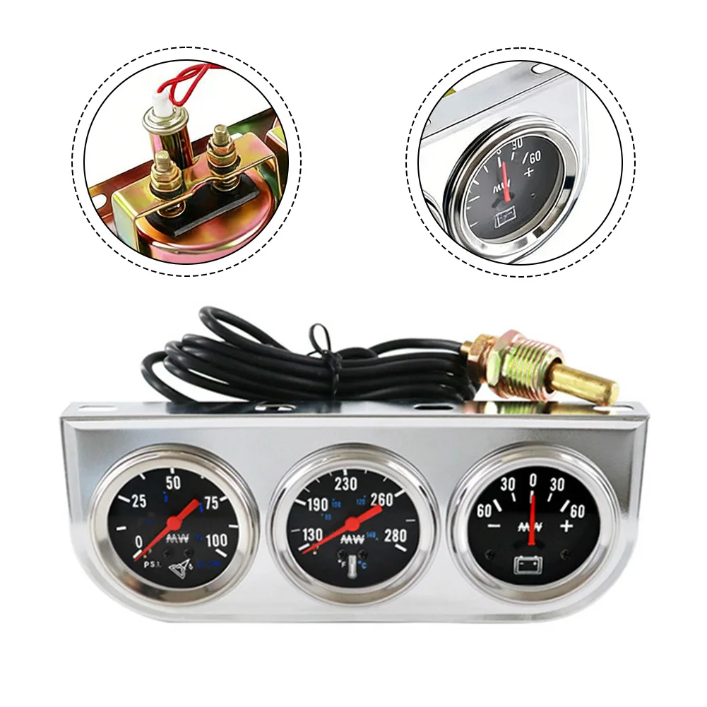

Triple Gauge Cluster For Saloon Cars Lorries Construction Machinery Motorcycles Three-in-one Instrument Cluster Accessories