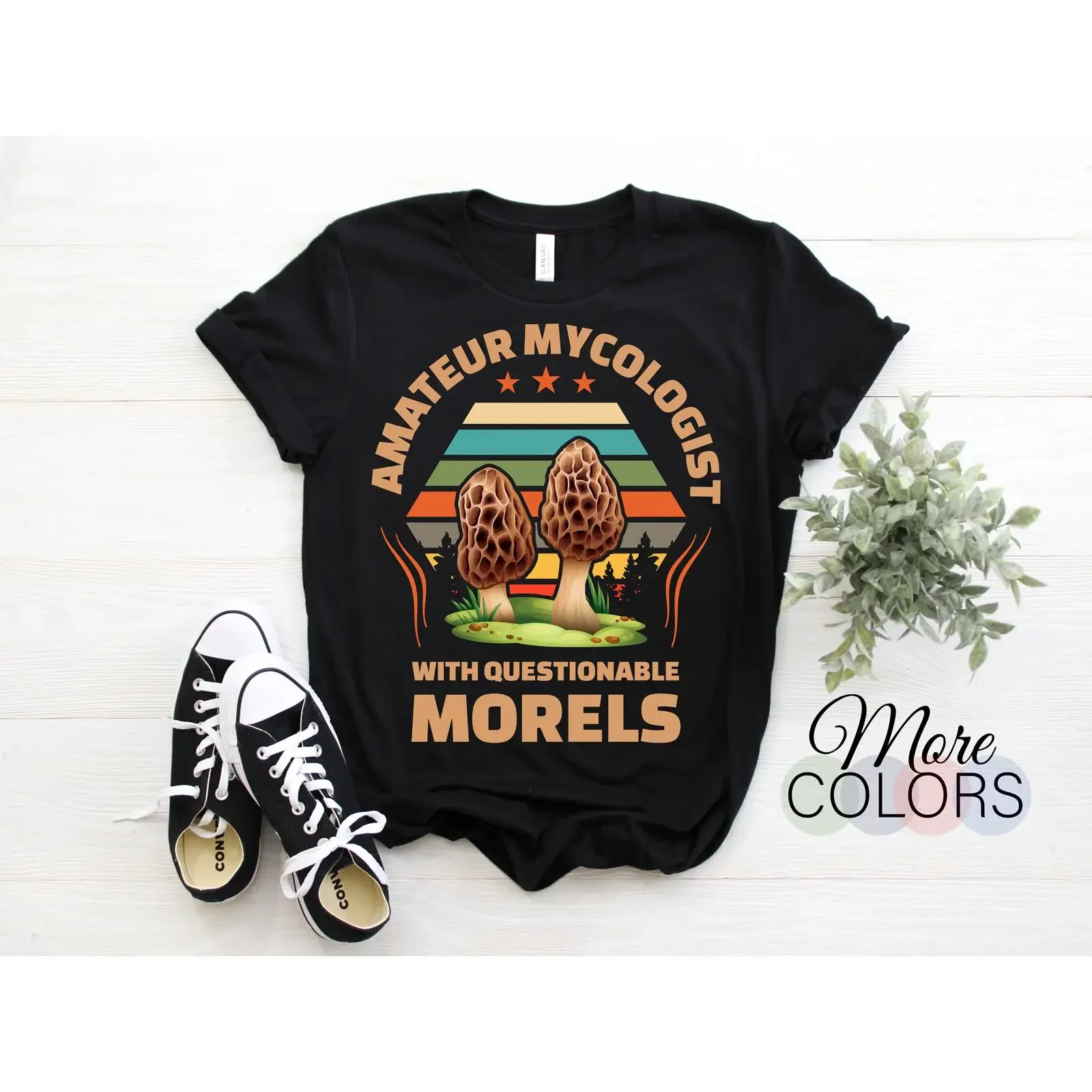 Amateur Mycologist With Questionable Morels T Shirt Funny Vintage Morel Mushroom Mycology for Forager vintage Washed