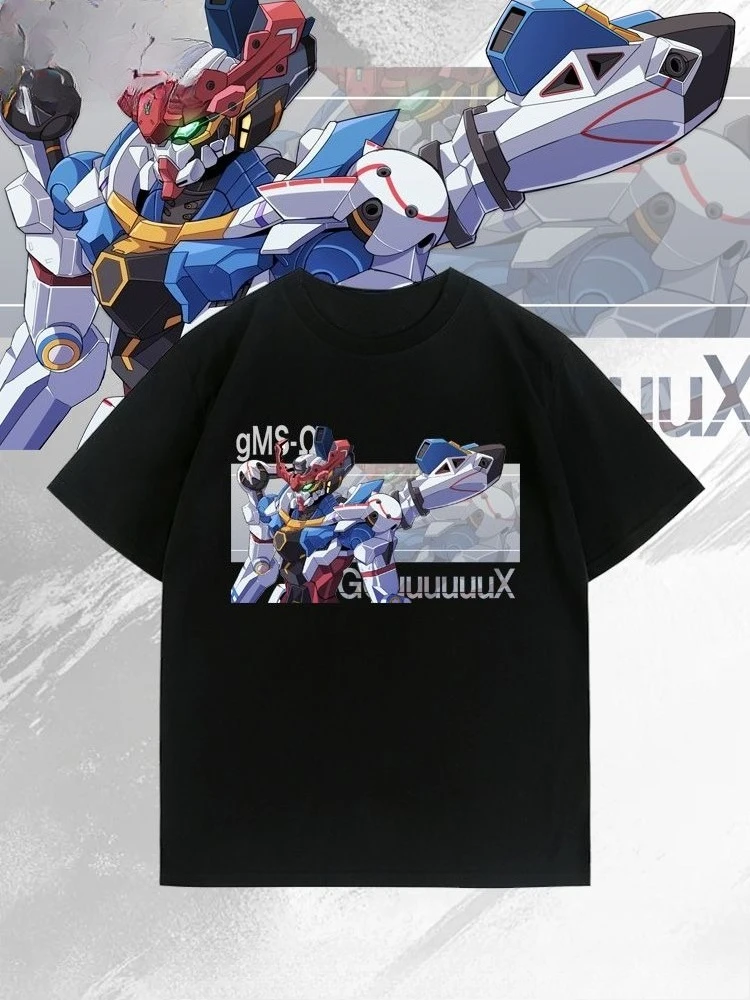 

2025 New High-quality Mobile Fighter Gundam GQuuuuuuX Animation T-shirt Joint Short-sleeved Top Men's Cotton Loose Short-sleeved