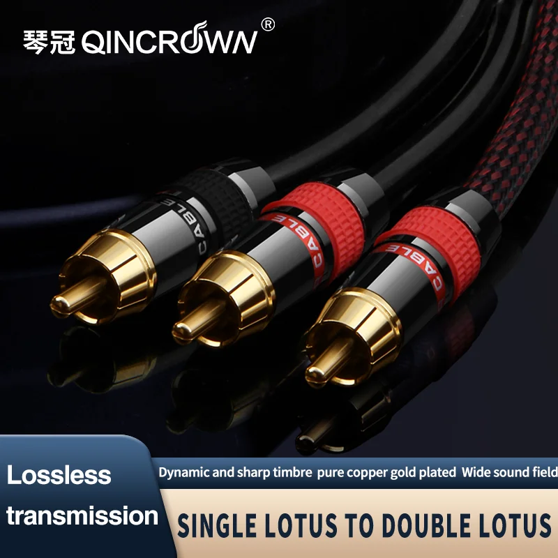 Monster One Point Two Audio Cable Pure Copper Gold Plated Single RCA to 2 RCA Double Lotus Y Adapter Amplifier Subwoofer Cable