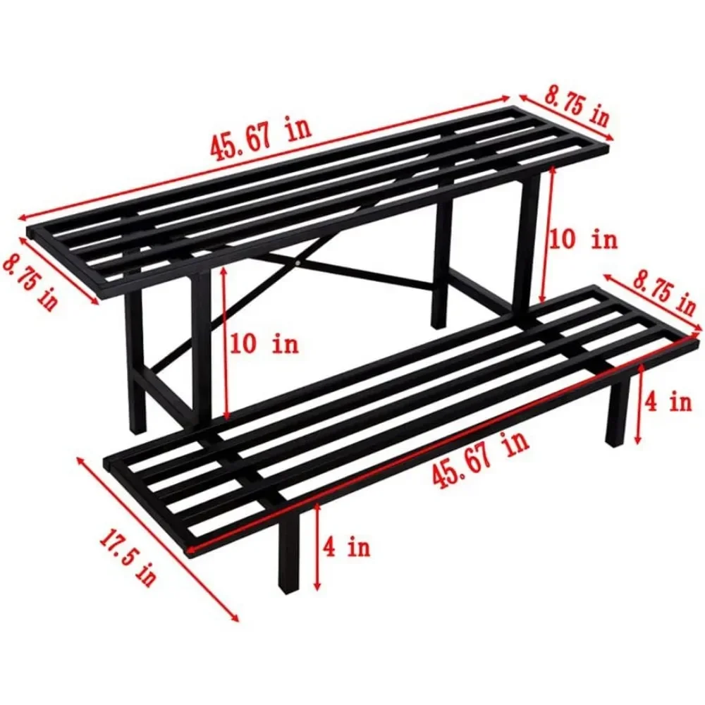 L35.43 X W17.5 X H14 Inch Shelf 2 Tier Sturdy Metal Plant Stand Heavy Duty Plant Holder for Home Indoor and Outdoor Storage