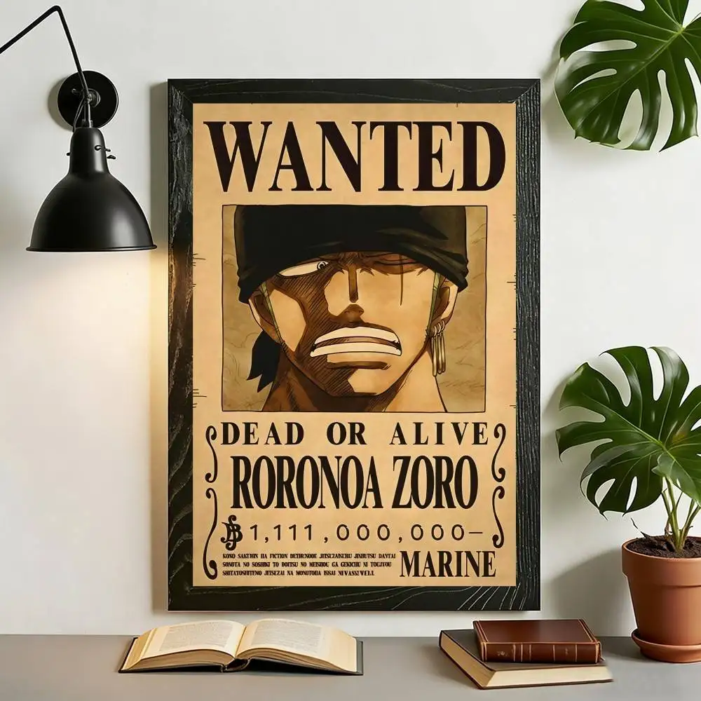 Anime One Piece Wanted-Poster Leinwanddruck Wandkunst Luffy Sanji Chopper Robin Franky Druck für Fan-Zimmer-Dekoration