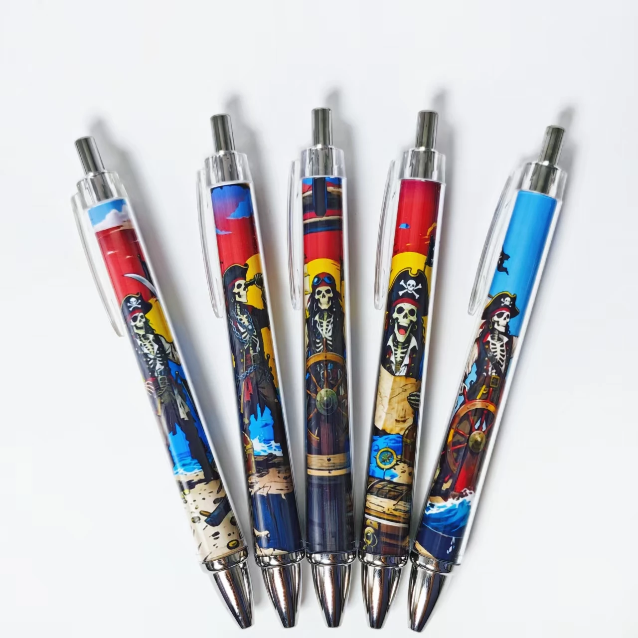 

5Pcs/9Pcs Pirate Captain Themed Retractable Pens Creative Pirate Ballpoint Pens Daily Office Student Study Stationery Gift Pens