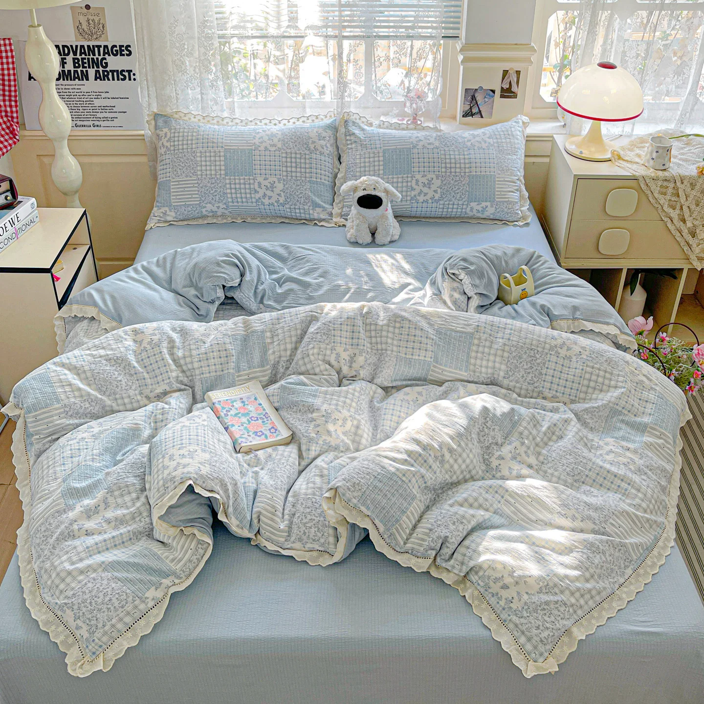 Ins Princess Bedding Set Floral Duvet Cover Set Flat Sheets Set Single Twin Double Size Bed Linen Set Back To School Season