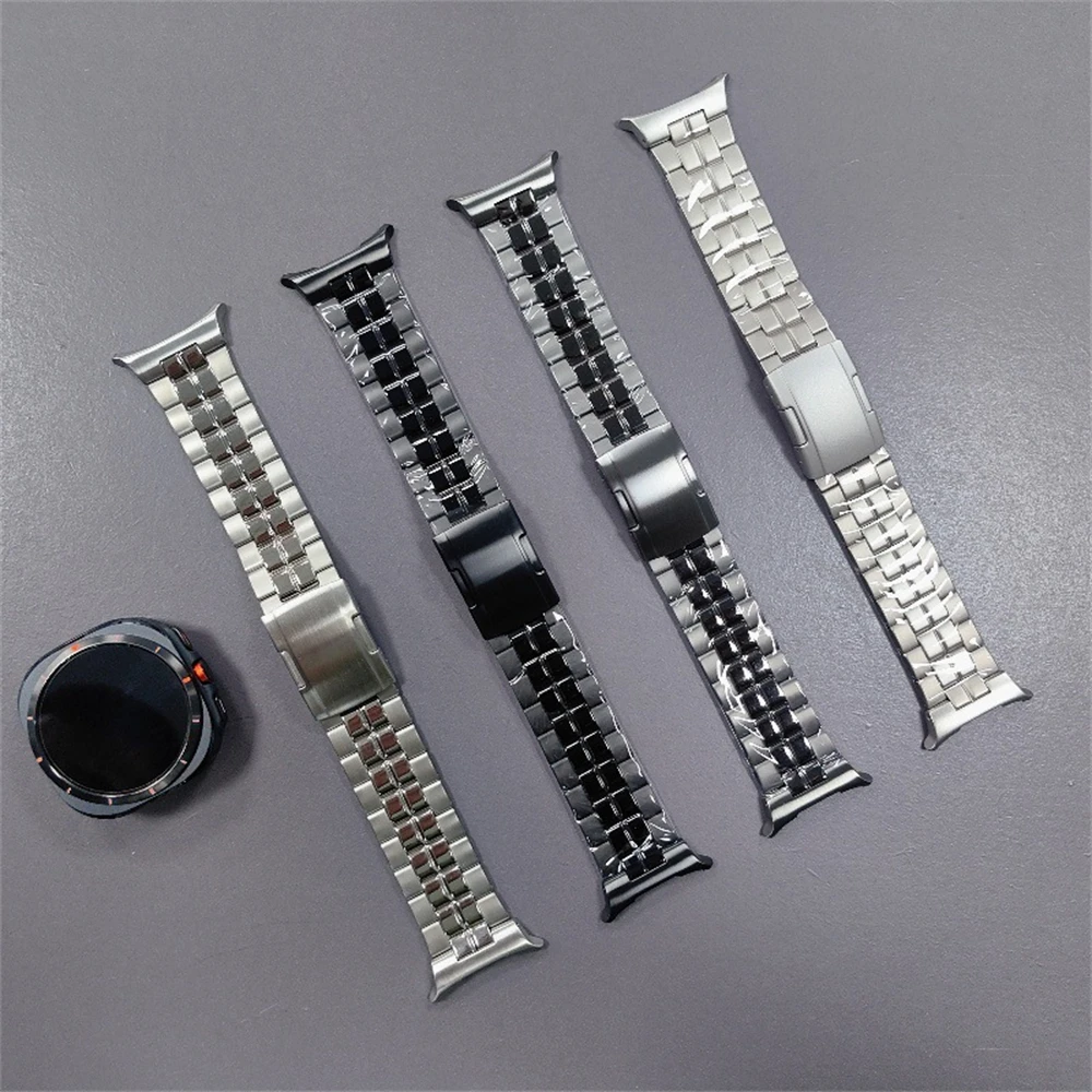 New pure titanium watch strap for Samsung Watch 7 Ultra medium gloss square titanium metal band