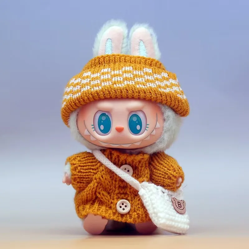 

Для 15-17 см v1v2 Labubu Одежда наряд Labubu Сидячая вечеринка Этикетка с медведем Шарф Шляпа Сумка Аксессуары для кукол Милые украшения