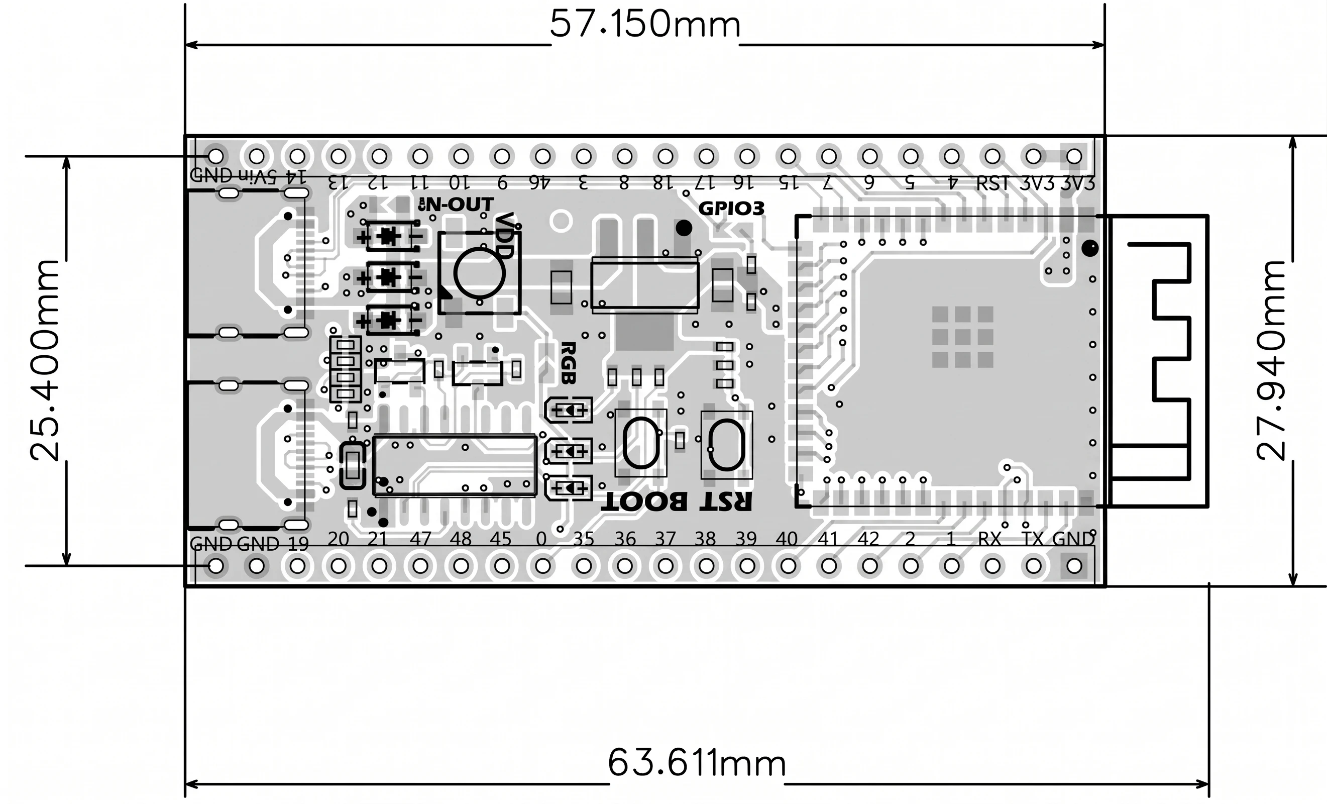 ESP32-S3-N16R8 Entwicklungsboard Dual Type-C CH340 16MB Flash 8MB PSRAM WiFi BLE DevKitC-1 Kompatibel – Detail 1