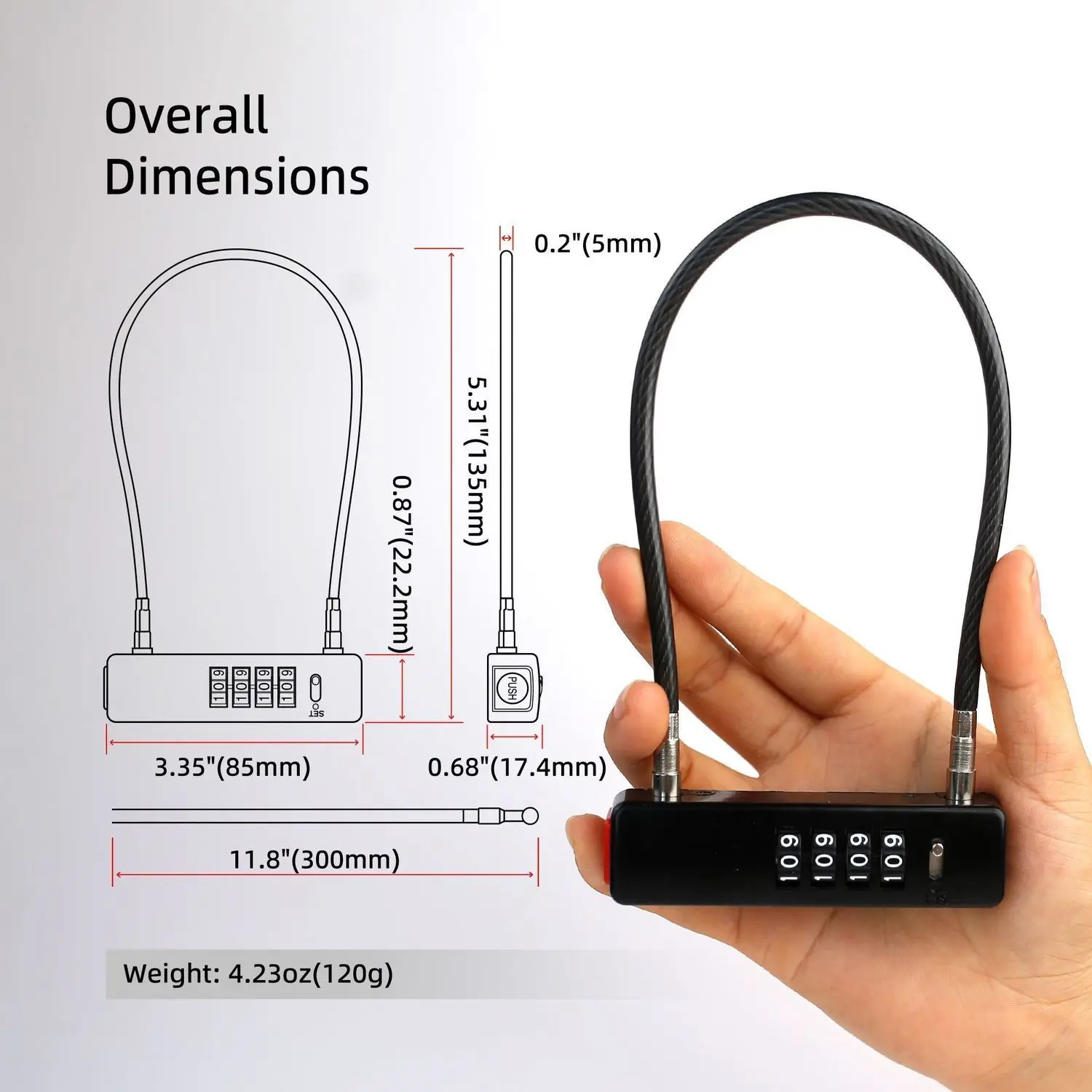 Anti-theft Combination Cable Chain Lock Portable Disc Brake Lock for Mountain Bike Electric Scooter