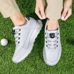 2024 gorąca sprzedaż profesjonalne buty golfowe męskie Outdoor antypoślizgowe szybkie sznurowanie kolce golfowe trampki oddychające wodoodporne luksusowe buty