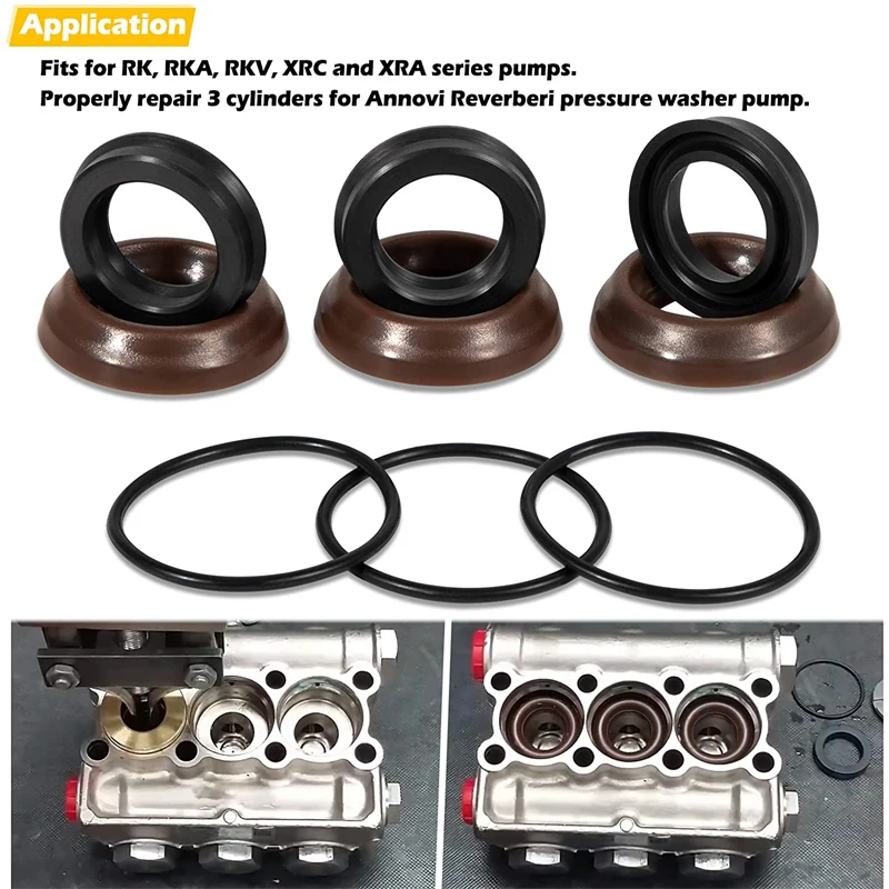 AR1857 9 Pc/Set Packing Kit 18mm Seal Repair Kit for Pump Serie Annovi Reverberi RK RKA RKV XRC XRA Durable Quality Replacement