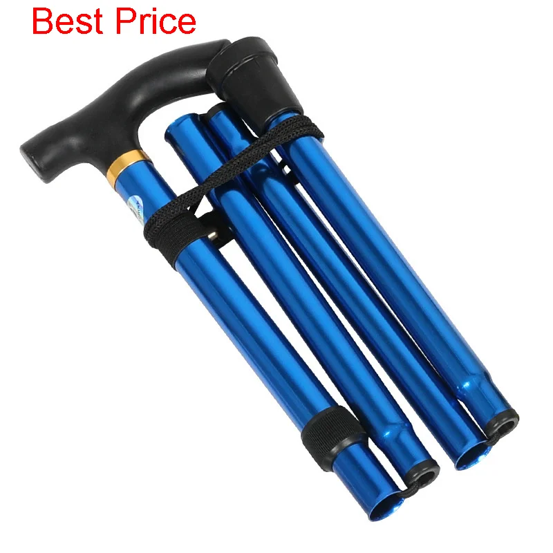 

5Pcs Aluminum Alloy Climbing Stick Folding Telescopic Ultra Light 4 Legged Cross Country Walking Crutch Portable Elderly