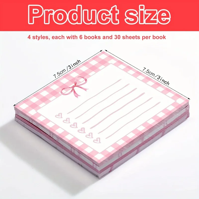 4/8 قطعة ملاحظات لاصقة لطيفة على شكل فيونكة 7.62 × 7.62 سم ملاحظات لاصقة رائعة على شكل قوس سلسلة قوس لطيفة مع أدوات مكتبية على شكل سلسلة #2