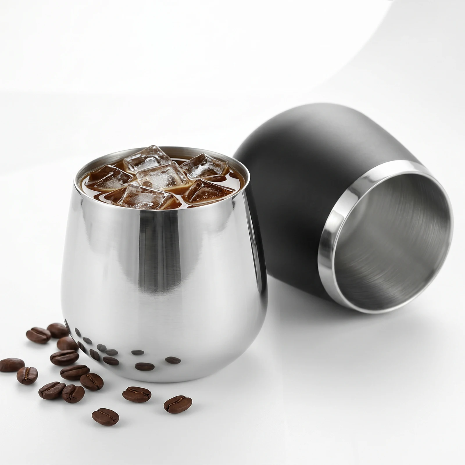 450ml Simple High-end Metal Double-Layer Cup 304 Stainless Steel Martell Whiskey Beer Mug Cocktail Wine Tumbler Water Drink Cups
