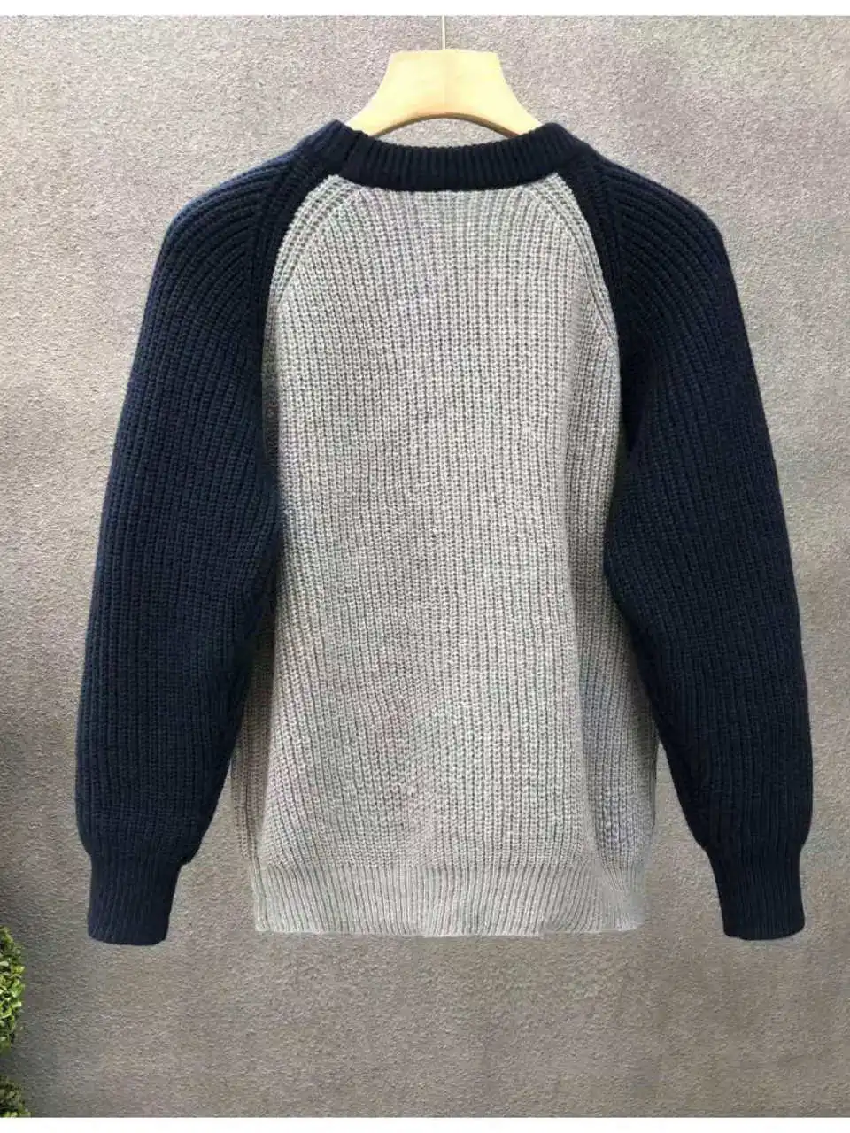 Suéter de Punto de Cuello Redondo Ajustado para Hombre, Otoño Invierno, Informal, Capa Base Juvenil, Color de Contraste, Marc...