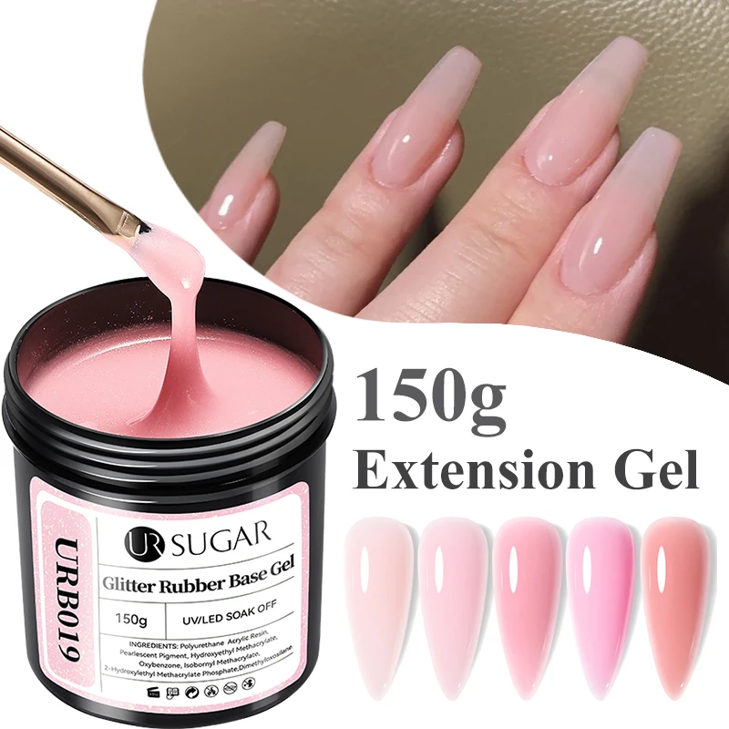 UR SUGAR 150g Jelly Gel Nail Extension Gel Milky White Nude Pink Fast Building UV Nail Hard Gels Self Leveling Construction Gel