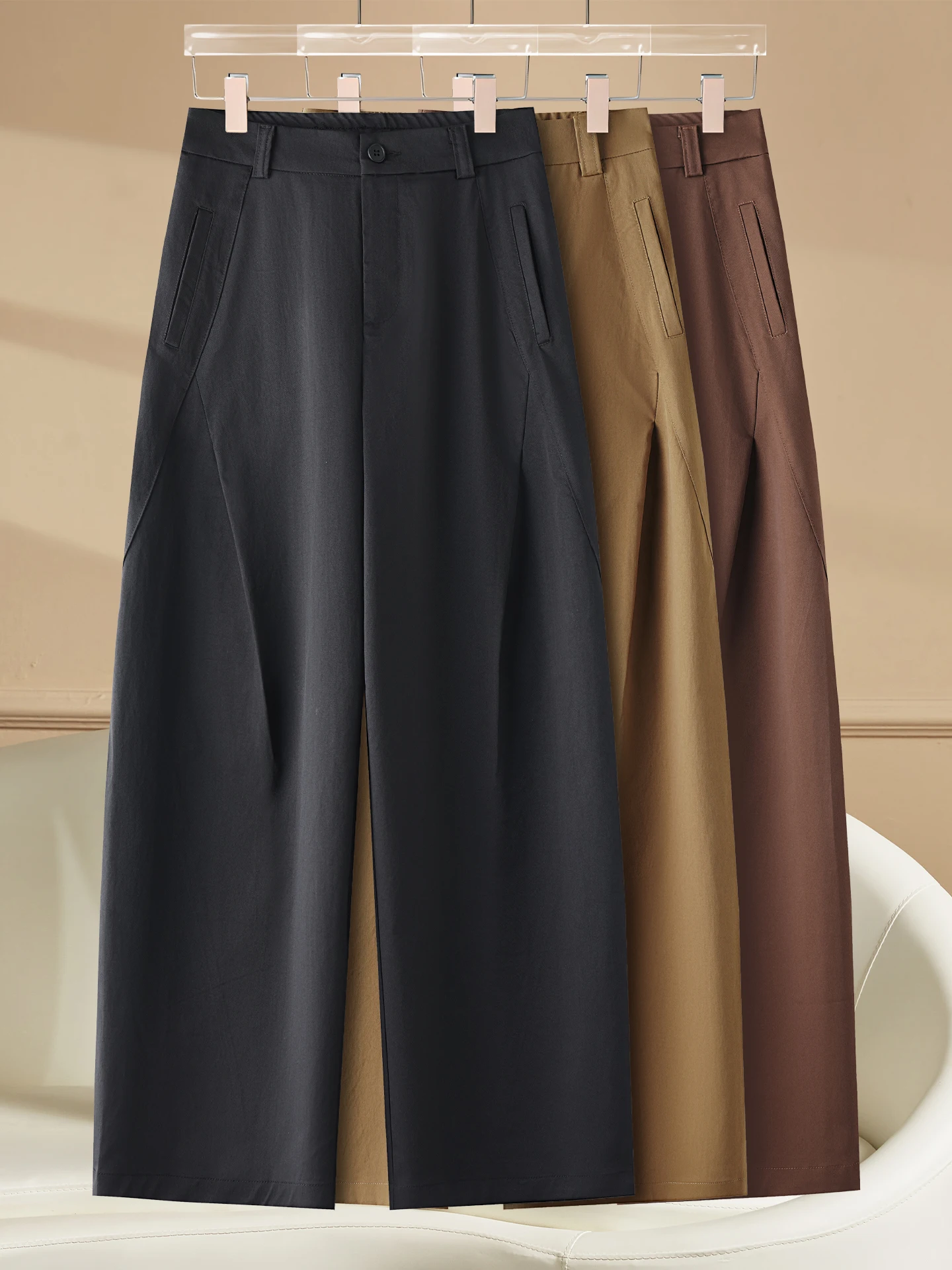 

High Waist Wide Leg Accordion Pants Women's Casual Straight Leg West Pants Spring Autumn New Style Loose Slimming