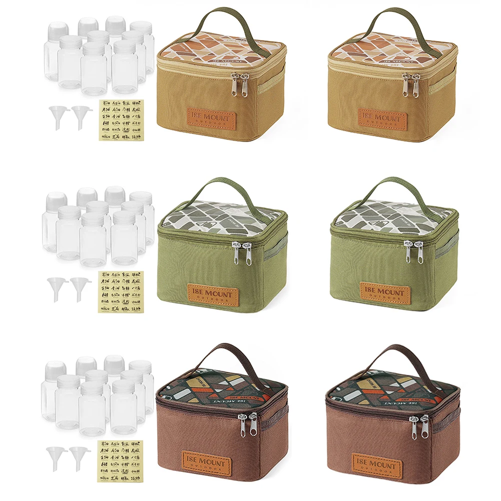 Seasoning Bottle Set Storage Bag Portable Spice Box Container Large Capacity Condiment Jars Organizer for Picnic Camping BBQ