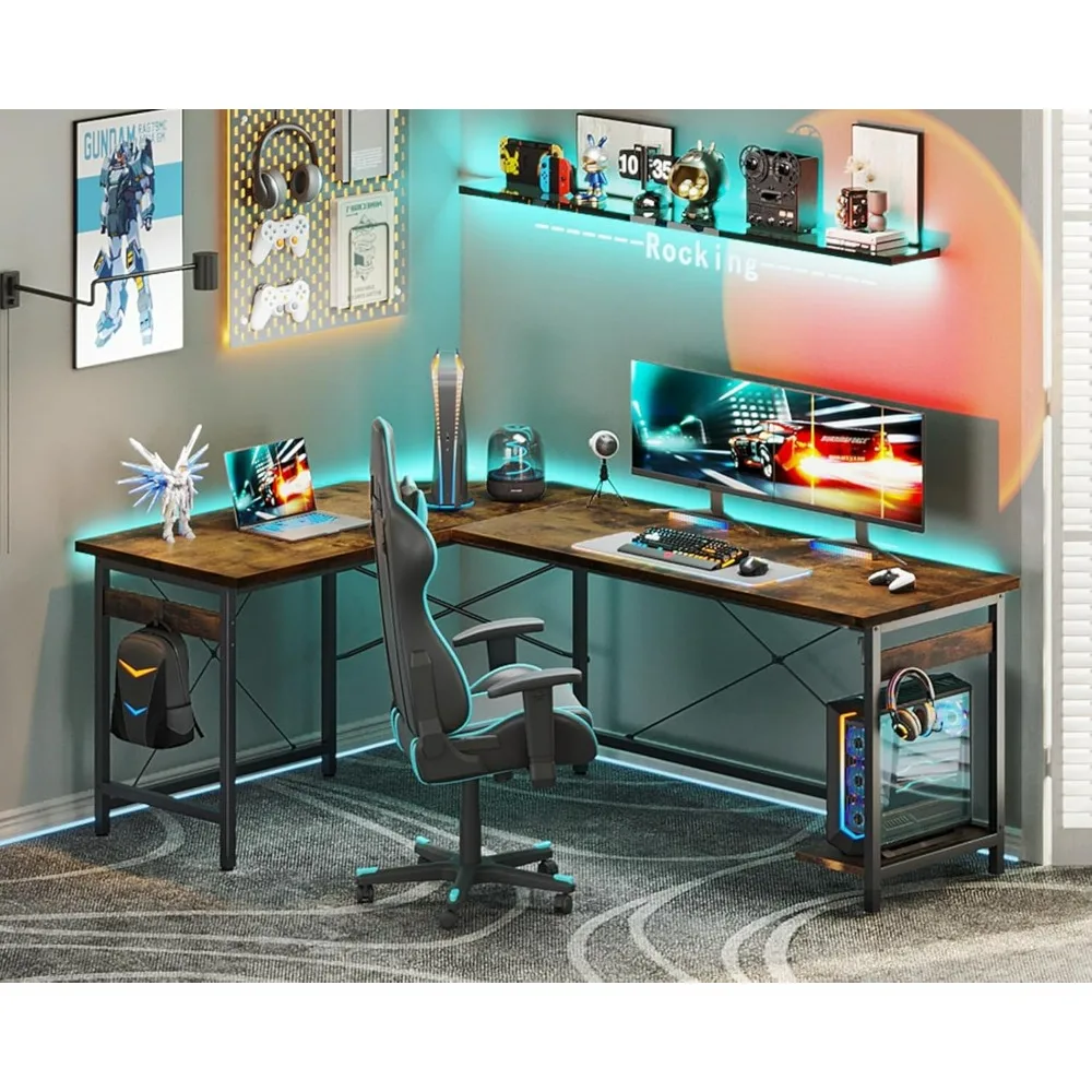 

Gaming Desk, Corner Computer Desk, Sturdy Home Office Computer Table, Writing Workstation, L Shaped Larger, Desk Gaming