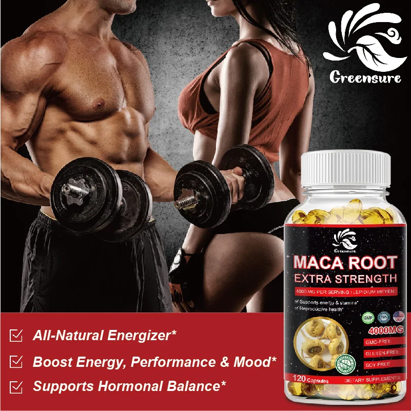 Maca Booster for Men - Maca Supplements for Health, Energy & Endurance, Muscle Mass - Reproductive Health Natural Energizer