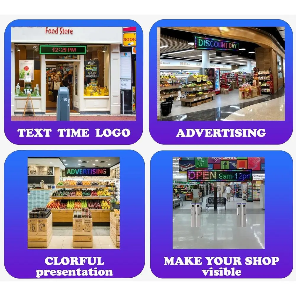 Colorful 40x8 Scrolling LED Sign for Versatile Advertising Display