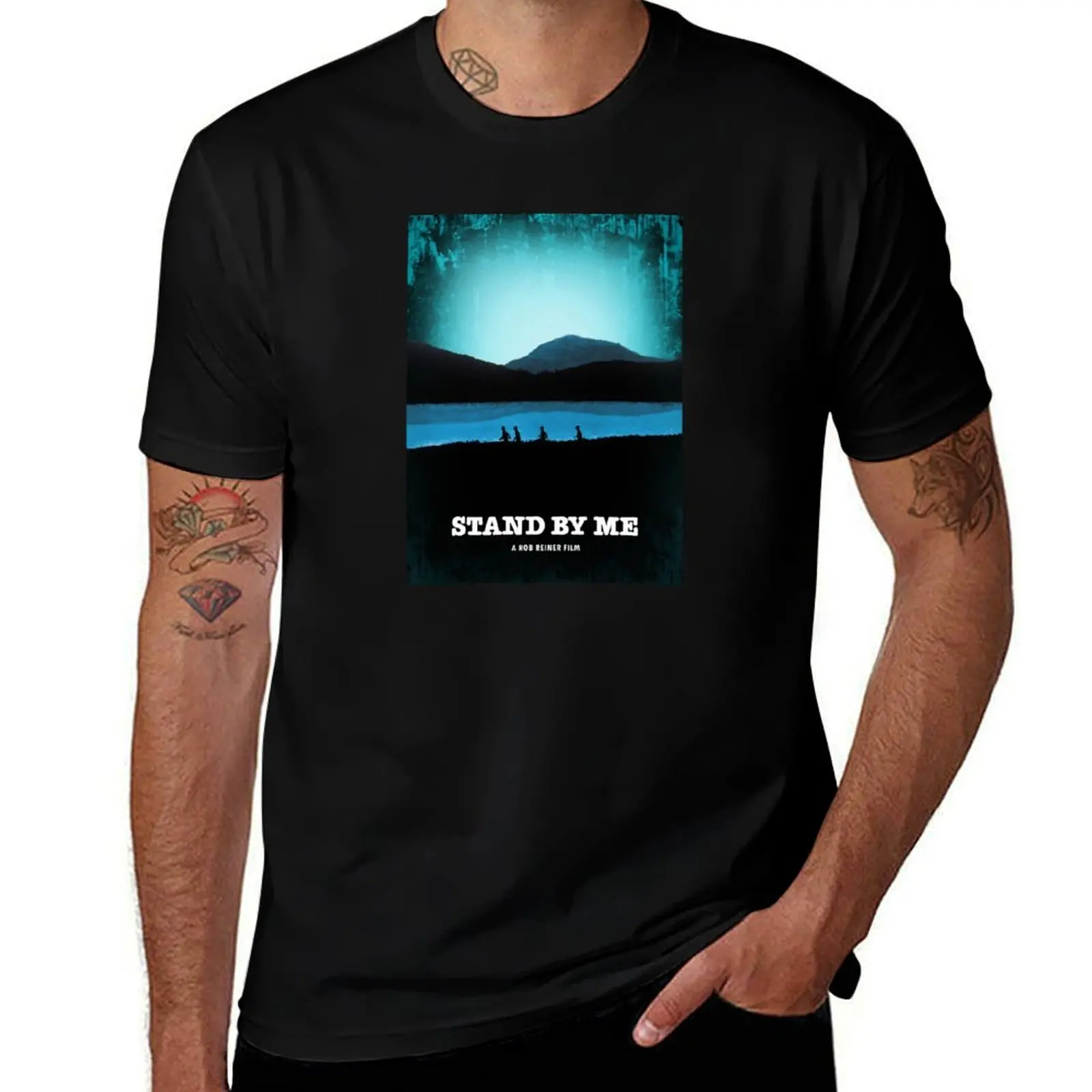 

Stand By Me T-Shirt blue lock oversizeds summer clothes Men's cotton t-shirt