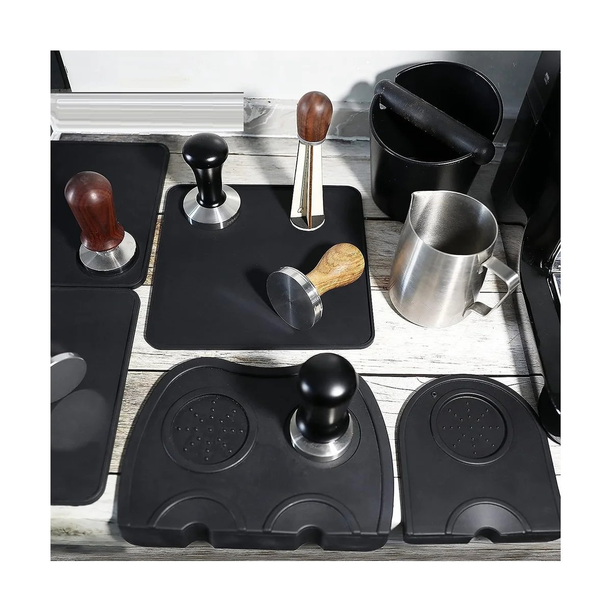 Espresso Tamper Mat, Food Safe Silicone Coffee Corner Anti-, Soft Station Holder Pads with Powder A