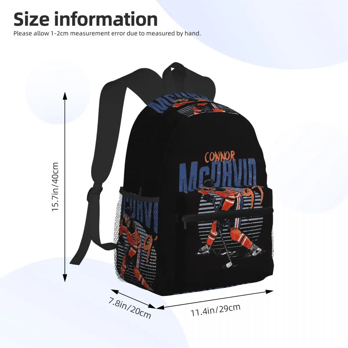 Connor McDavid 97 For Edmonton Oilers Fans Student Backpack School Bag Hiking Travel Daypack for Men Women Bookbag Shoulder Bags