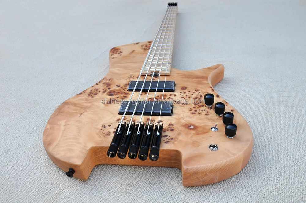 Flyoung 5 Strings Electric Bass Guitar Professional Bass Guitar Headless Electric Bass Guitar Ash Body Luminous Frets Inlay