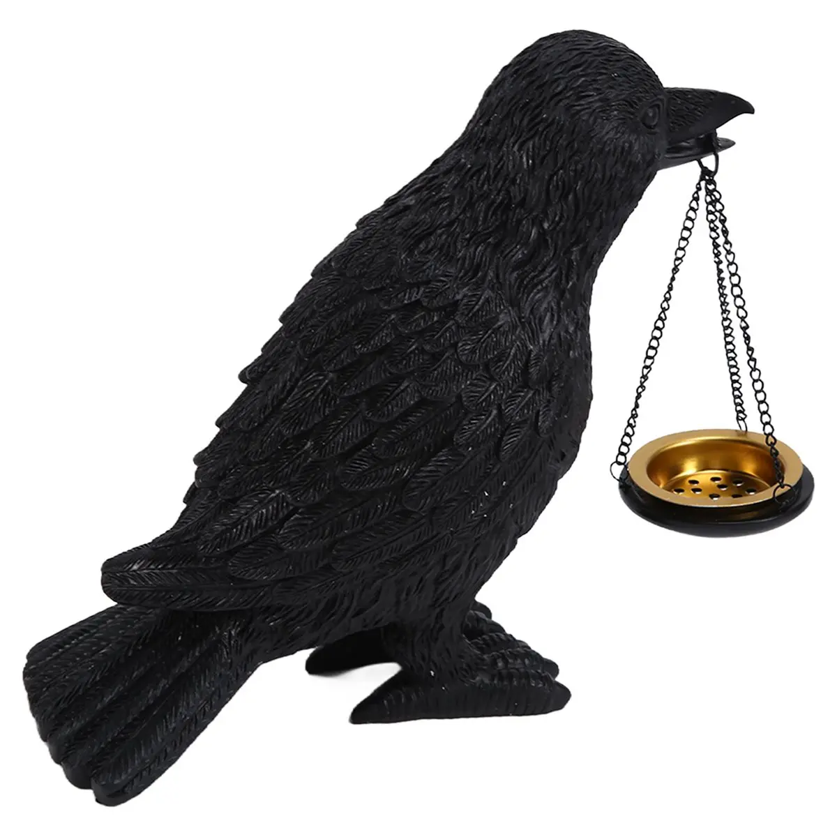 DT81 Gothic Crow Lamp with Tealight Candle Holder Resin Raven Decor Statue Gothic Home Decor for Bedroom Goth Gifts