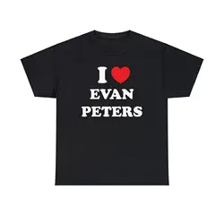 Camiseta de algodón pesado I Love Evan Peters Unisex