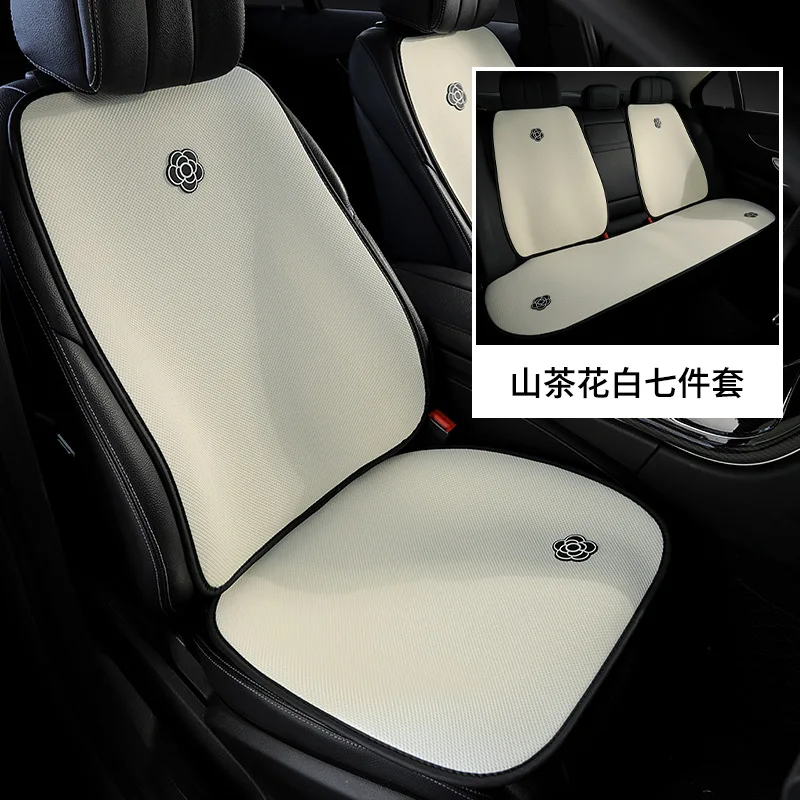 

2024 Linen Cartoon Car Seat Cushion Full Set Fashion Breathable Good Touch Car Seat Cushion Cover Anti Slip Interior Accessories