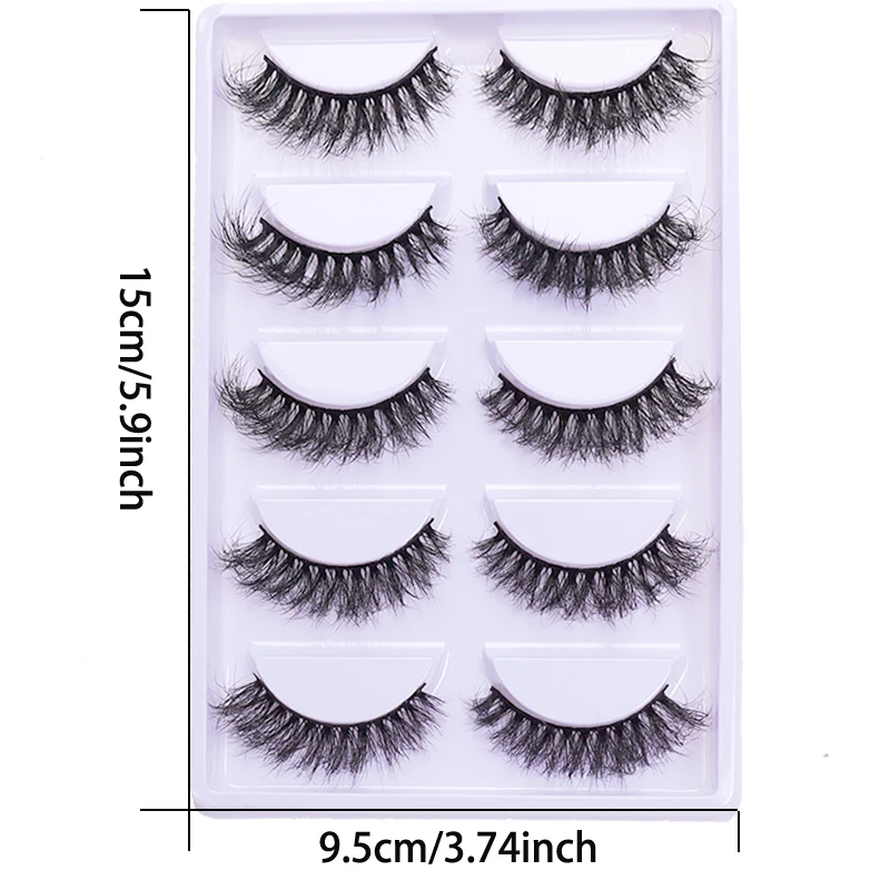 5組のフルまつげ、太くてカールした、ふわふわで細いつけまつげ、デイリーウェア、ふっくらと伸びたマンゴーアイスタイル