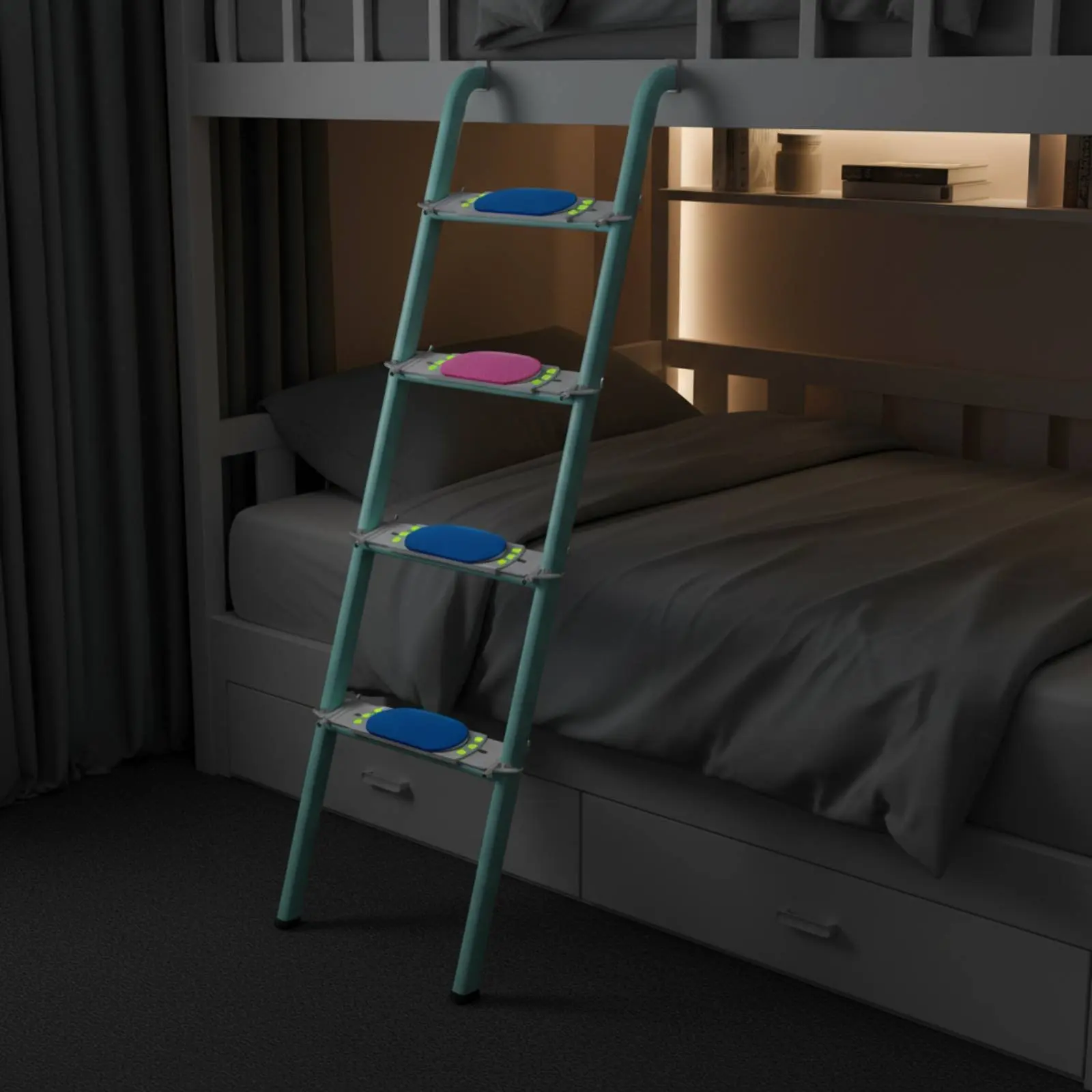 2 Pieces Dorm Bed Ladder Pad Thickened Bunk Bed Ladder Pad Secure Fit Luminescentin-the-Dark Dots for Dormitory