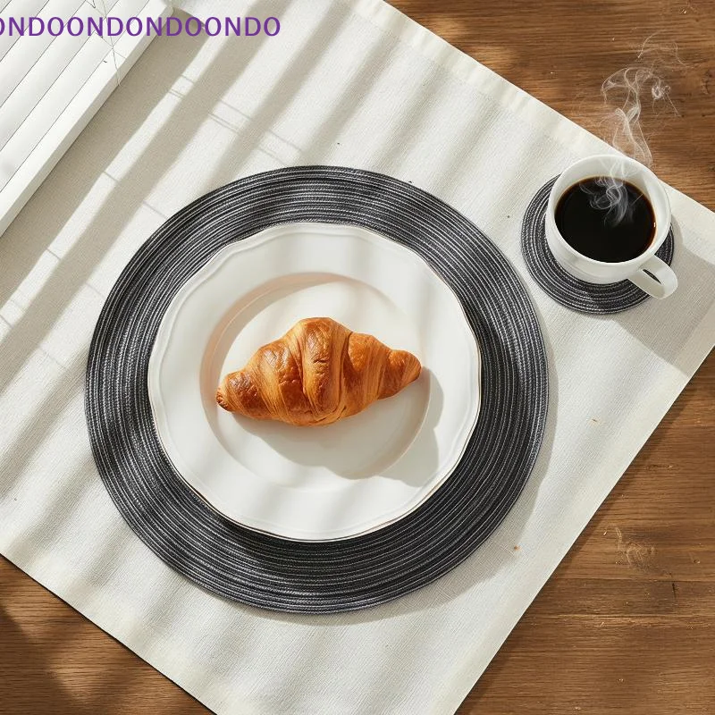 Round Woven Placemats Waterproof Heat Resistant Non Slip 4Pcs Mats for Dining Table Kitchen BBQ Family Gathering