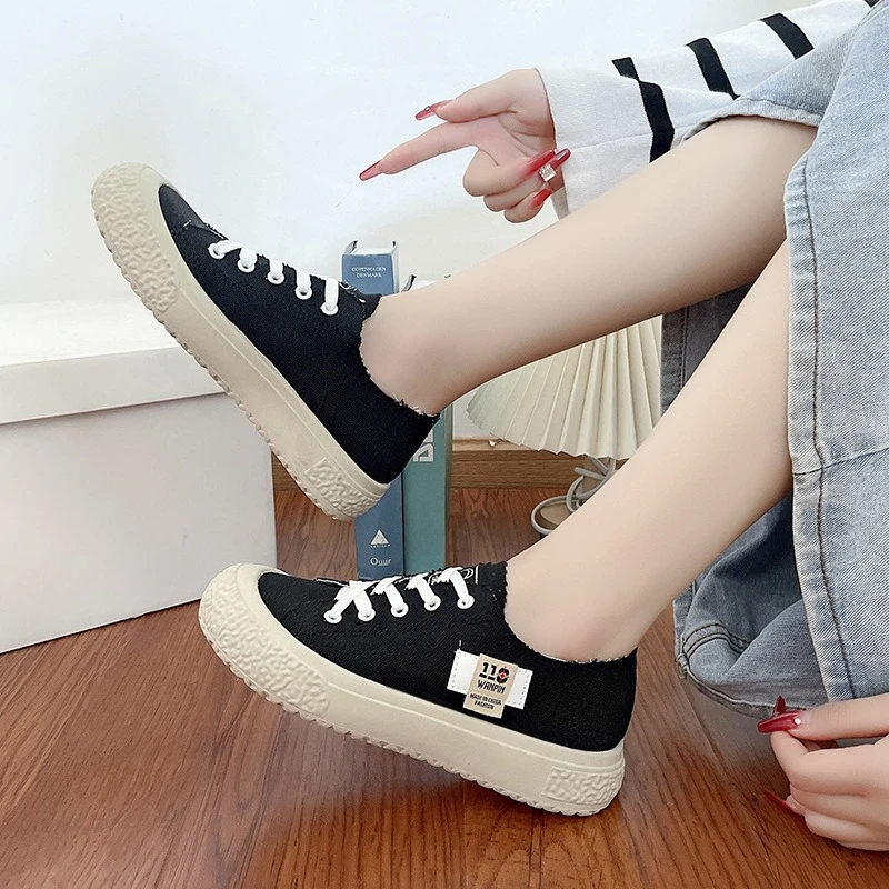 Trendy Campus Style Wide Leg Flat Heel Ultra Soft Single Shoes Women's Home Shoes Fashion Casual Sports Canvas Shoes