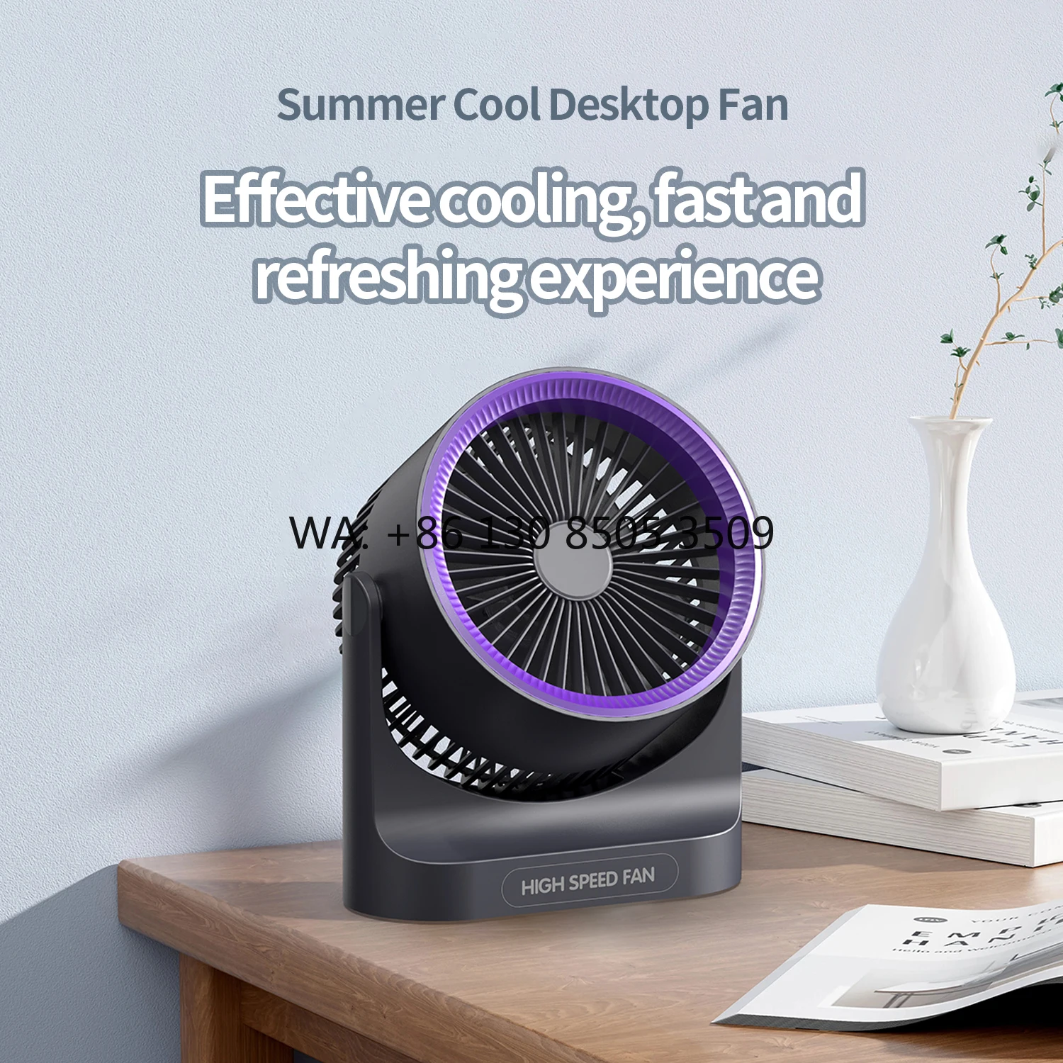 

Portable Type-C LED Lamp Air Cooling Fan Brushless Motor Multiple Angles Adjustment High-grade Electroplated Mini Fan for RV Box