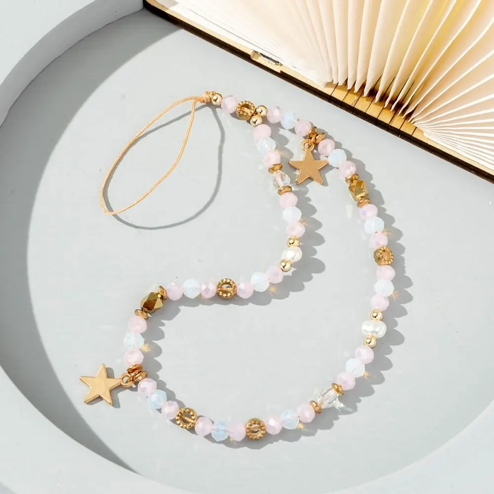 

Gifts Telephone Cord Anti-Lost Rope Phone Lanyard Mobile Phone Strap Phone Chains Five-pointed Star Pendant Beads Chain