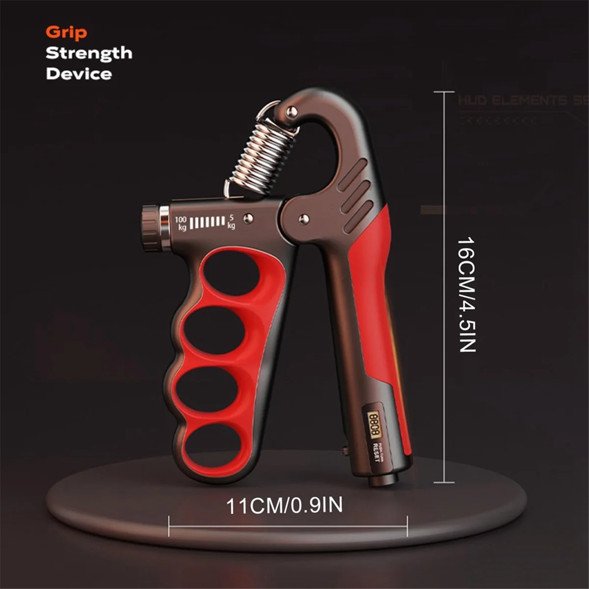 Adjustable Electronic Counting Hand Grip Strengthener for Men Women Adult Muscle Recovery Fitness Red