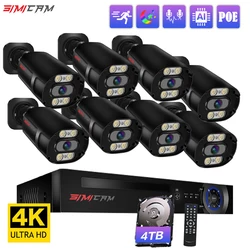 4K Security System NVR Kit Ultra HD 8MP POE Metal Street Waterproof Audio Color Night Vision CCTV Video Surveillance Camera Set