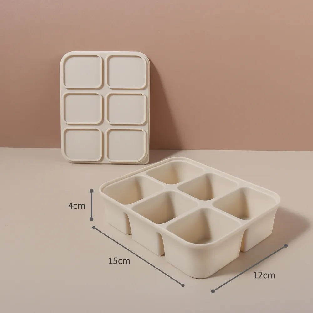 6 Grid Platinum Silicone Baby Food Storage Tray with Lid, Multi-use Egg Bite & Baby Puree Freezer Mold, Oven & Freezer Safe