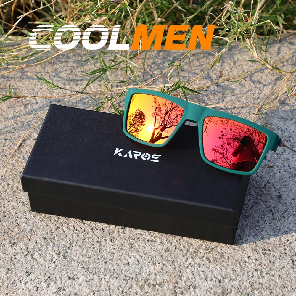 

COOLMEN Brand Men/Women Square Polarized Fishing Sunglasses Outdoor Driving Cycling Running Goggles Vintage Large Frame UV400